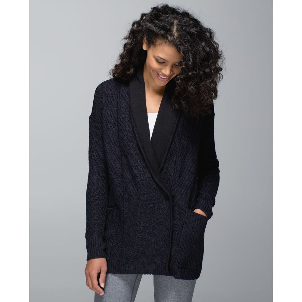 lululemon athletica Black Shawl-Collar Knit Sweater